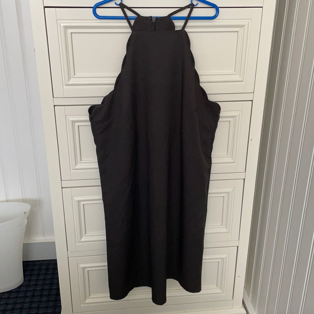 small black halter style mini dress LULUS